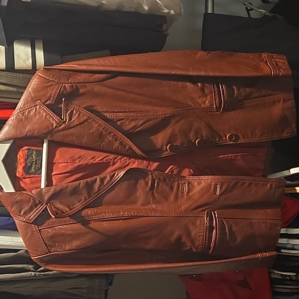 Burgundy Leather Blazer